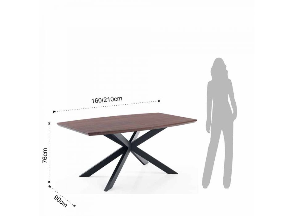 Uitschuifbare designtafel in MDF en metaal, Torquato Viadurini
