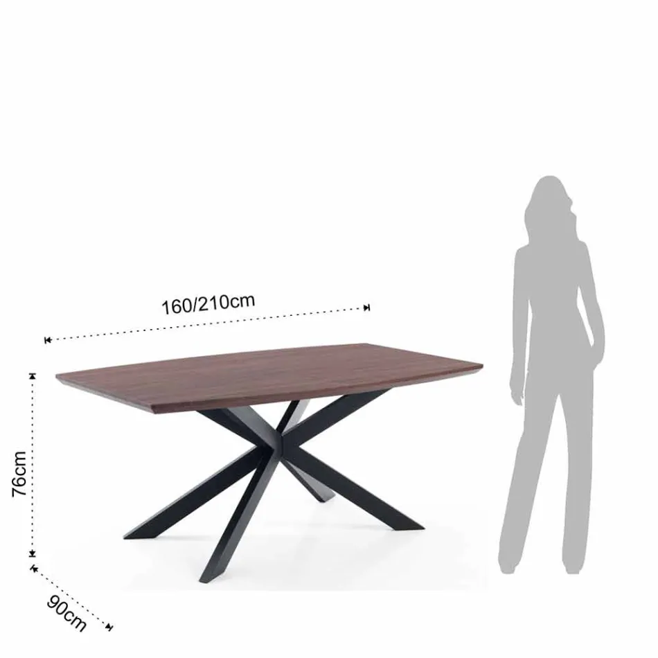 Uitschuifbare designtafel in MDF en metaal, Torquato Viadurini
