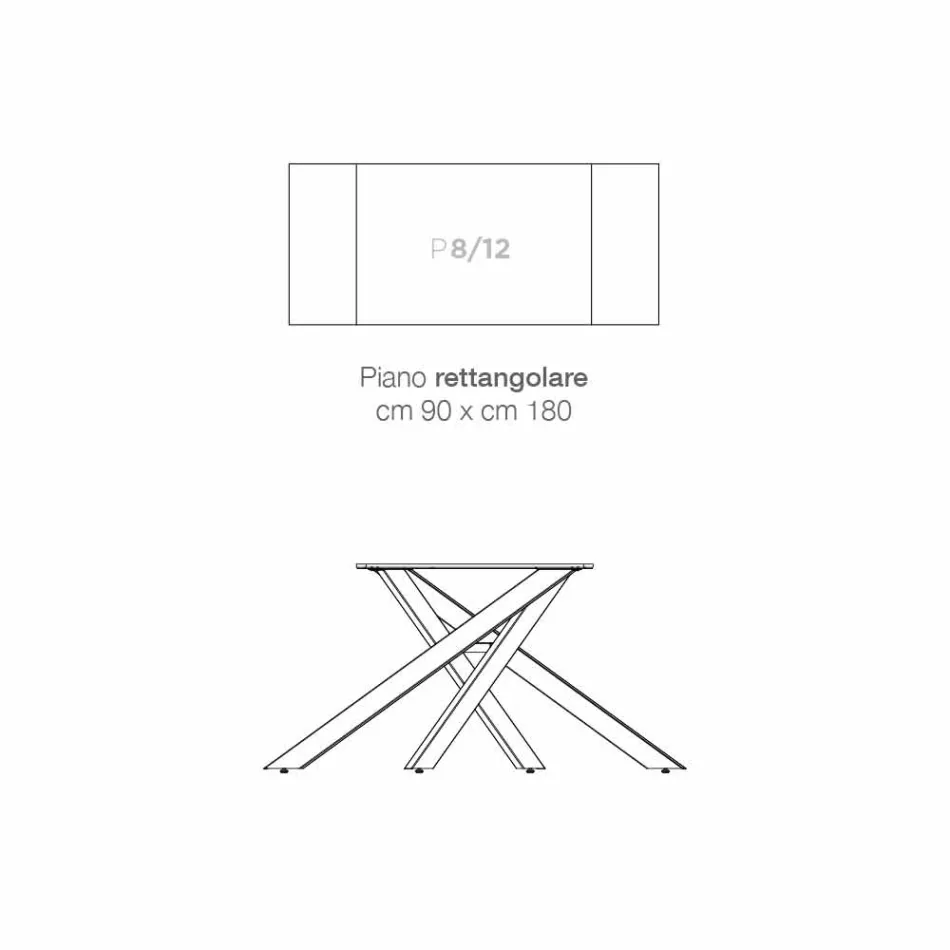 Uitschuifbare designtafel van keramisch glas, gemaakt in Italië, Dionigi Viadurini