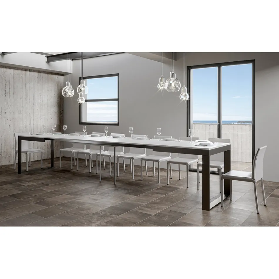 Uitschuifbare tafel met modern design in melaminehout - Badesi Viadurini