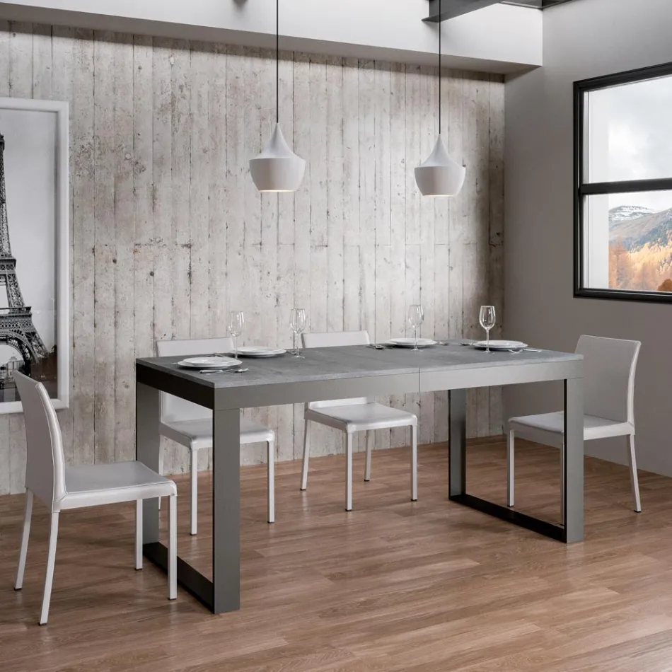 Uitschuifbare tafel met modern design in melaminehout - Badesi Viadurini