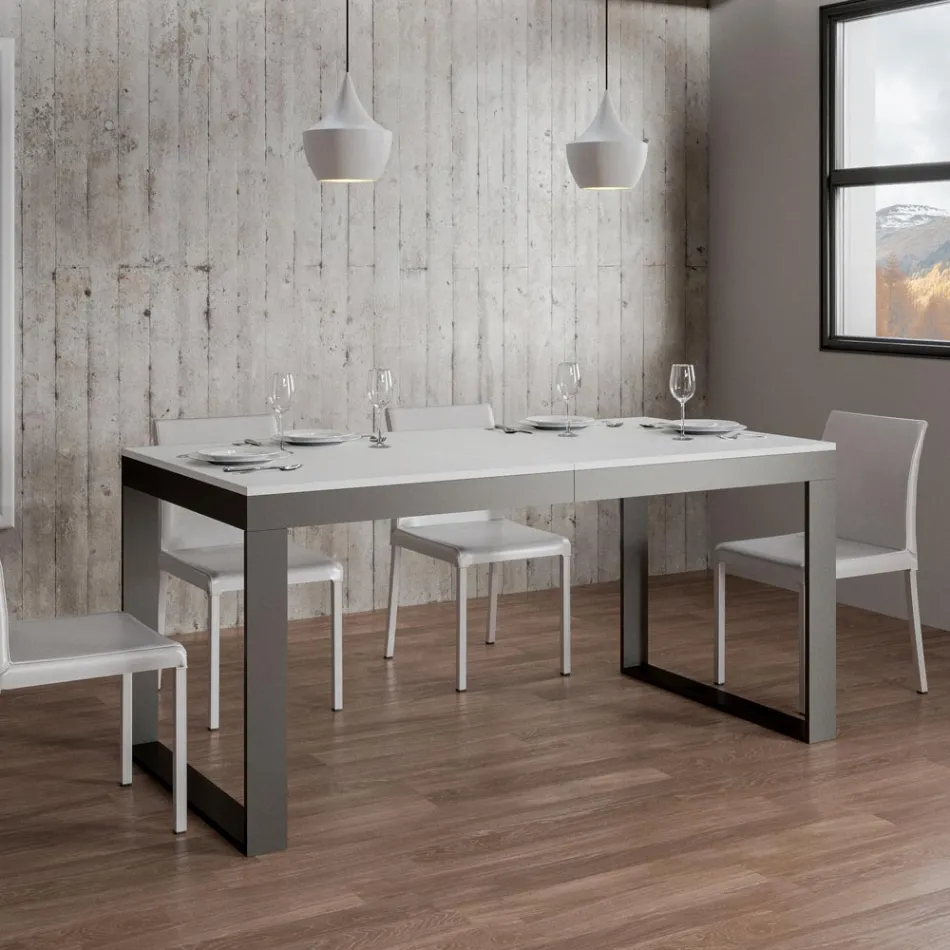 Uitschuifbare tafel met modern design in melaminehout - Badesi Viadurini
