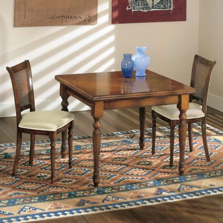 Uitschuifbare tafel en 2 stoelen in gepatineerd walnoothout Made in Italy - Biotite Viadurini