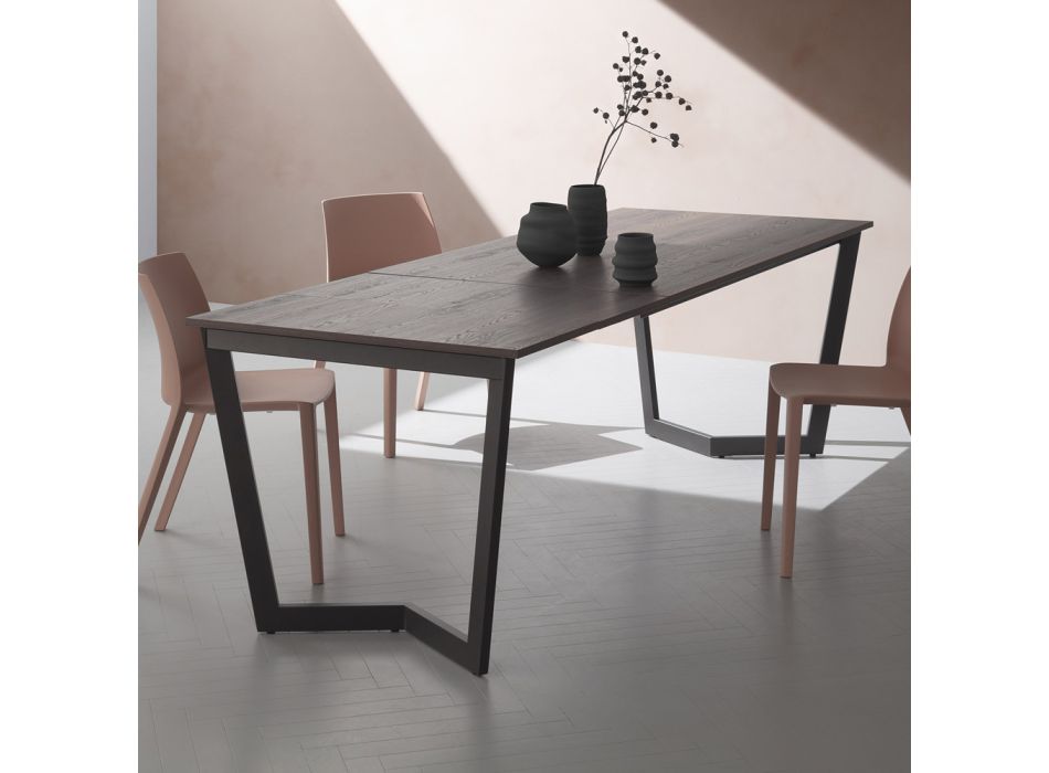 Uitschuifbare tafel tot 238 cm Moka metaal en Hpl Made in Italy - Pablito Viadurini