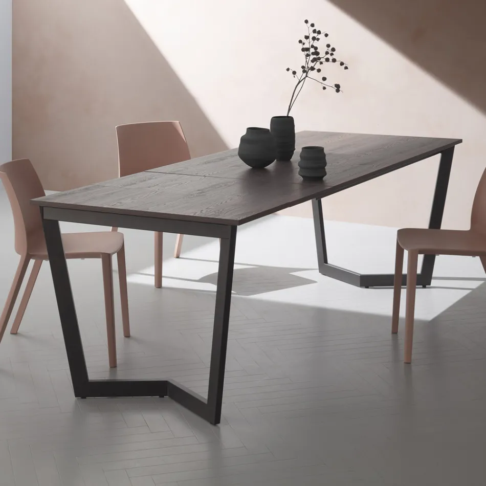 Uitschuifbare tafel tot 238 cm Moka metaal en Hpl Made in Italy - Pablito Viadurini