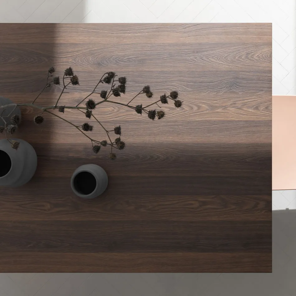 Uitschuifbare tafel tot 238 cm Moka metaal en Hpl Made in Italy - Pablito Viadurini