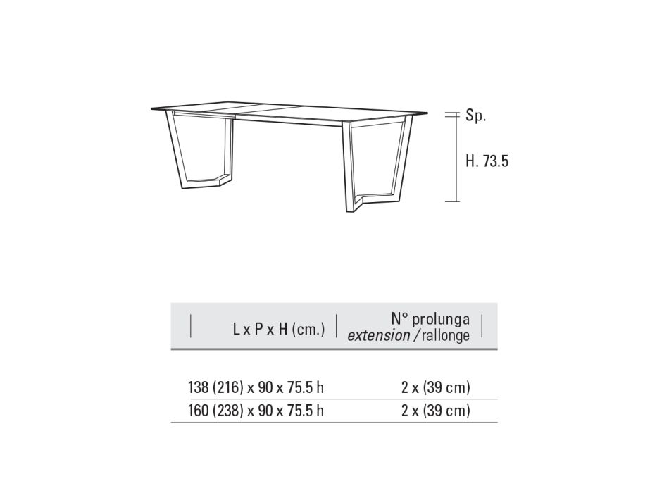 Uitschuifbare tafel tot 238 cm Moka metaal en Hpl Made in Italy - Pablito Viadurini