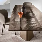 Uitschuifbare tafel tot 240 cm van helder geribbeld glas, gemaakt in Italië - Talete Viadurini