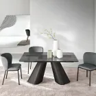 Uitschuifbare tafel tot 240 cm van helder geribbeld glas, gemaakt in Italië - Talete Viadurini
