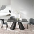 Uitschuifbare tafel tot 240 cm van helder geribbeld glas, gemaakt in Italië - Talete