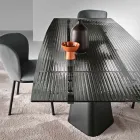 Uitschuifbare tafel tot 240 cm van helder geribbeld glas, gemaakt in Italië - Talete Viadurini