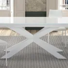 Uitschuifbare tafel tot 278 cm in glas en wit staal Made in Italy - Grotta Viadurini