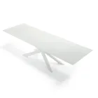 Uitschuifbare tafel tot 278 cm in glas en wit staal Made in Italy - Grotta Viadurini