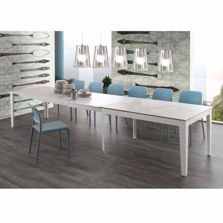 Uitschuifbare tafel tot 380 cm in vitro keramiek en Cagliari-metaal Viadurini