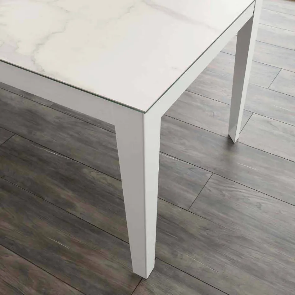 Uitschuifbare tafel tot 380 cm in vitro keramiek en Cagliari-metaal Viadurini