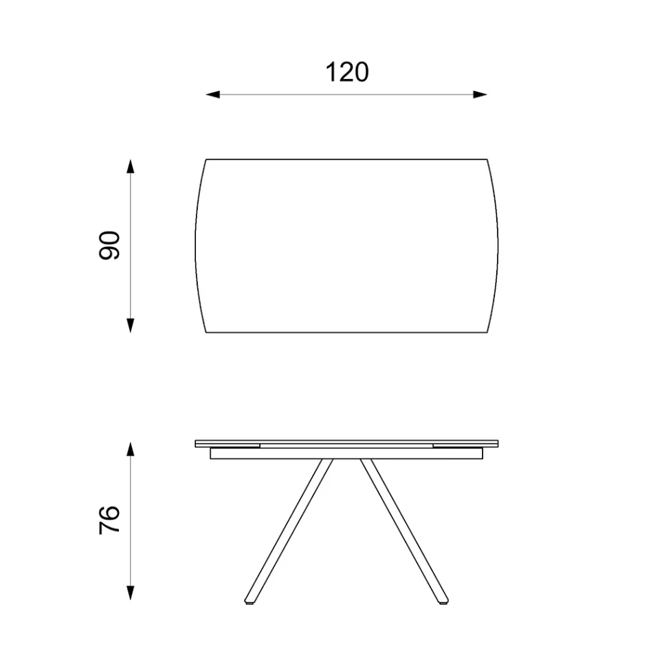 Uitschuifbare tafel tot 180 cm in keramiek op glas en metaal - Lozzolo Viadurini