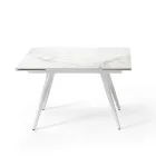 Uitschuifbare tafel tot 180 cm in marmerlook steen en metaal - Numa Viadurini