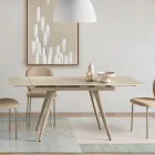 Uitschuifbare tafel tot 180 cm in marmerlook steen en metaal - Numa Viadurini