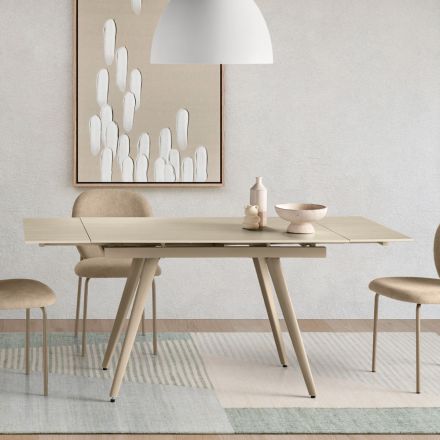 Uitschuifbare tafel tot 180 cm in marmerlook steen en metaal - Numa Viadurini