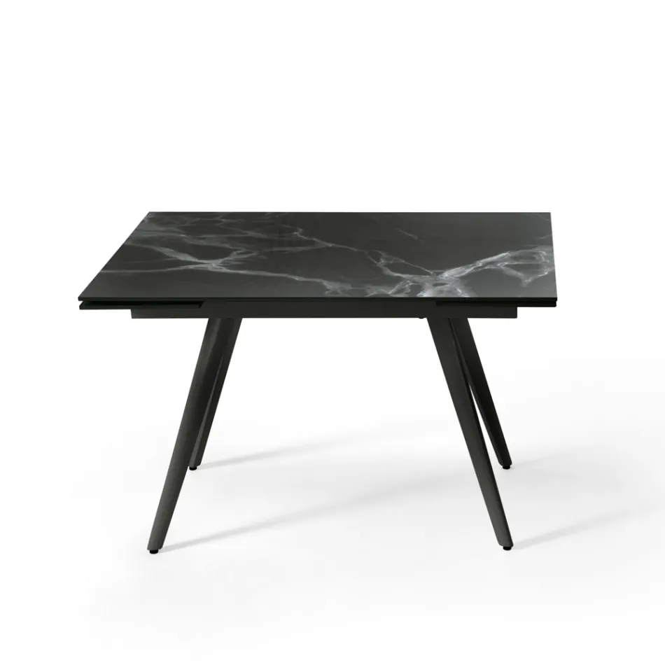 Uitschuifbare tafel tot 180 cm in marmerlook steen en metaal - Numa Viadurini