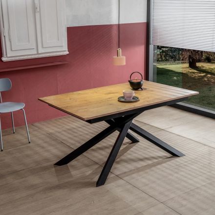 Uitschuifbare tafel tot 190 cm in metaal en melamine blad - Lavendel Viadurini
