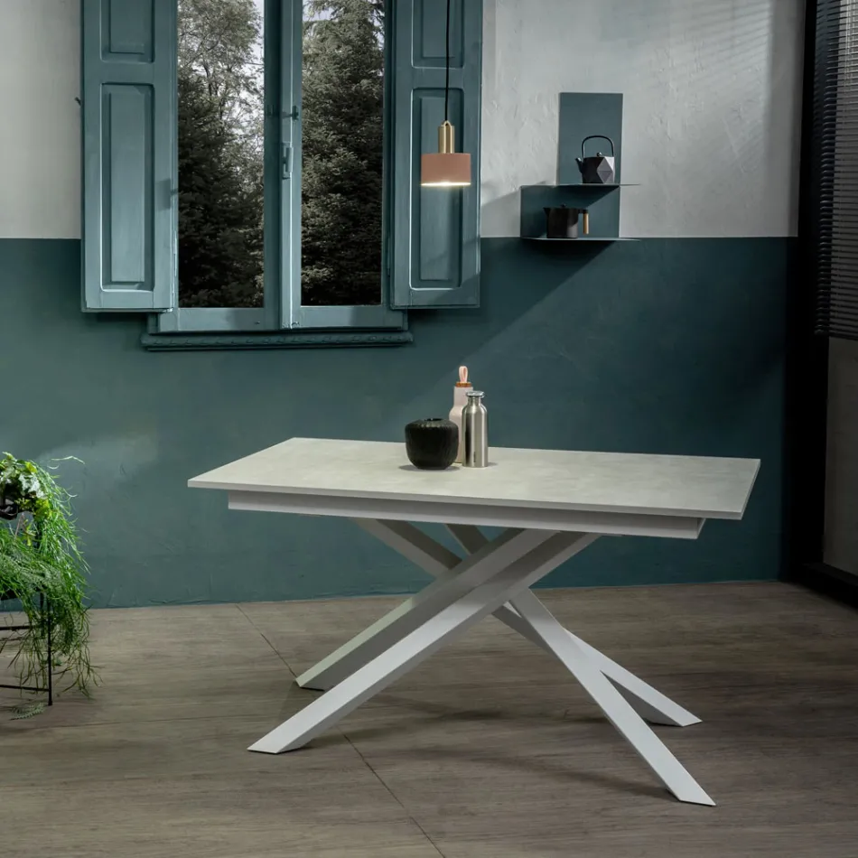 Uitschuifbare tafel tot 190 cm in metaal en melamine blad - Lavendel Viadurini