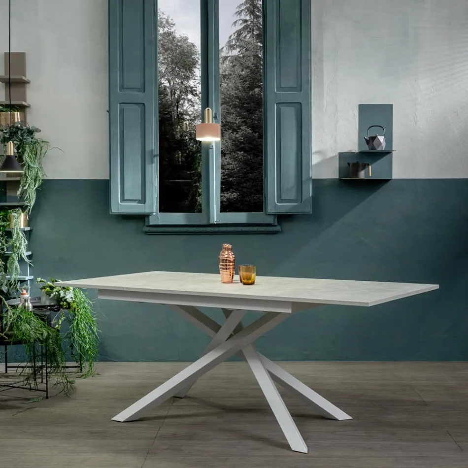Uitschuifbare tafel tot 190 cm in metaal en melamine blad - Lavendel Viadurini