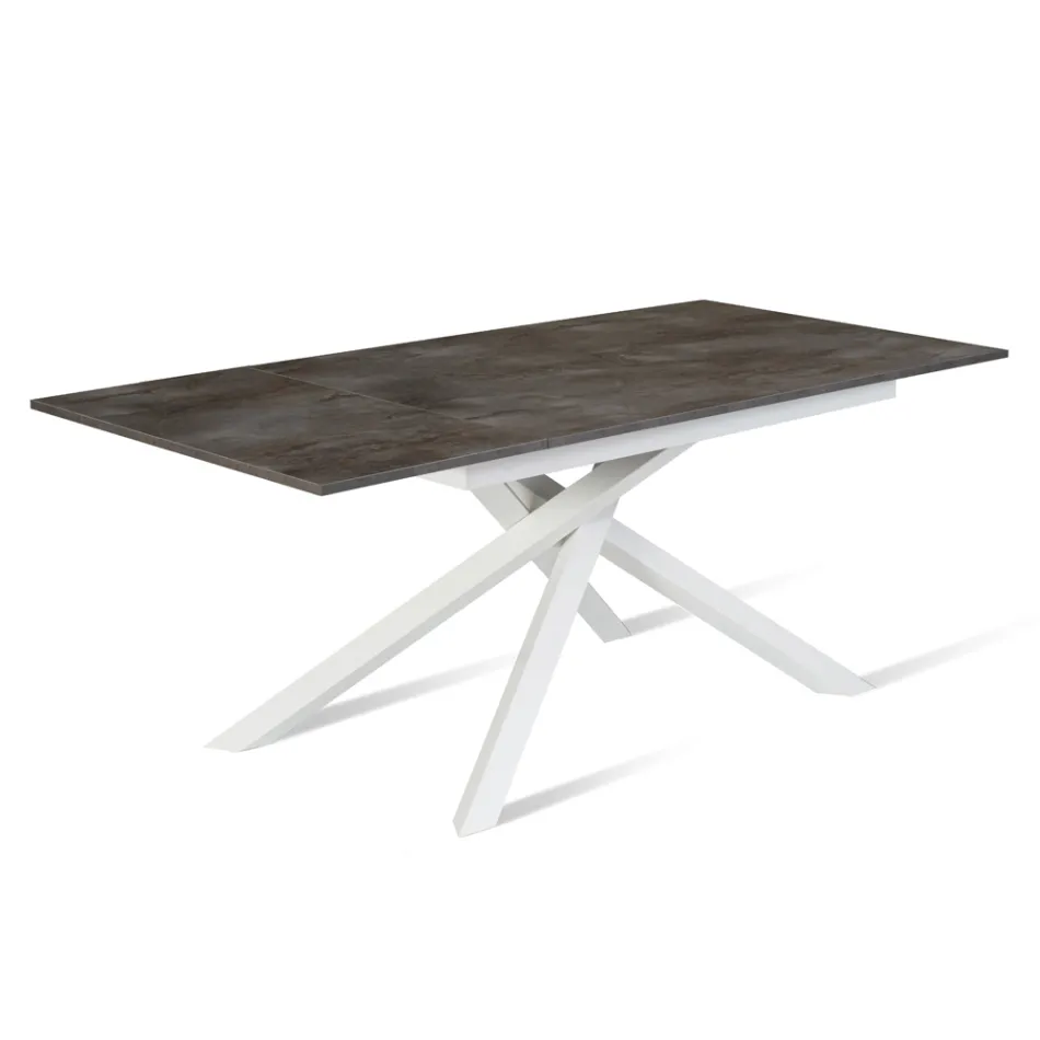 Uitschuifbare tafel tot 190 cm in metaal en melamine blad - Lavendel Viadurini