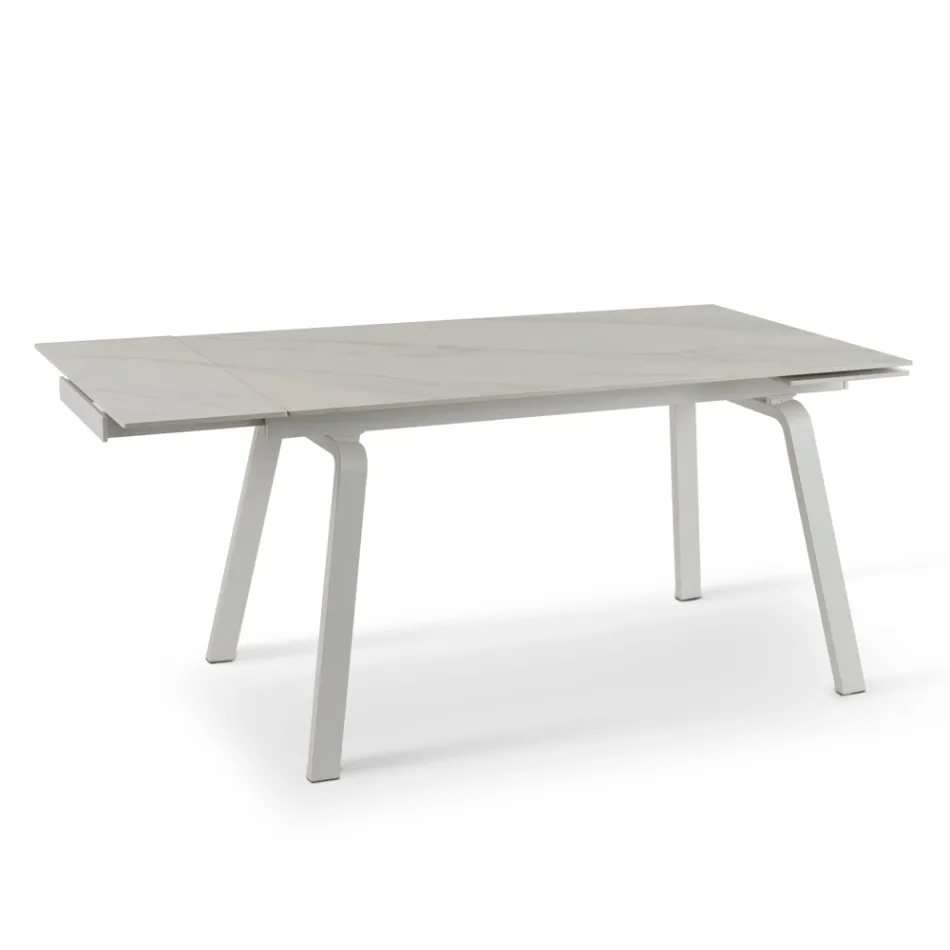 Uitschuifbare tafel tot 200 cm in gesinterde steen met marmereffect - ananas Viadurini