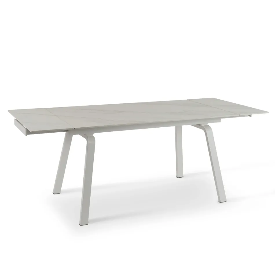 Uitschuifbare tafel tot 200 cm in gesinterde steen met marmereffect - ananas Viadurini