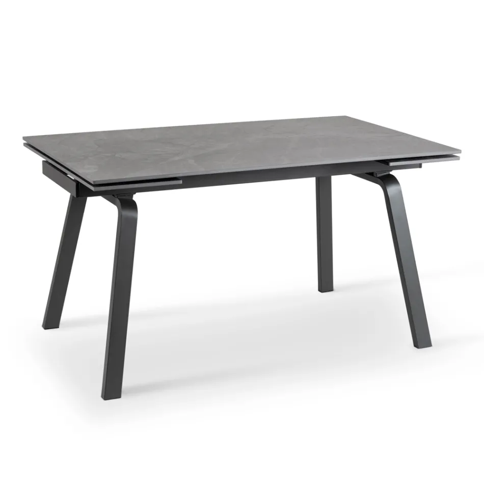 Uitschuifbare tafel tot 200 cm in gesinterde steen met marmereffect - ananas Viadurini