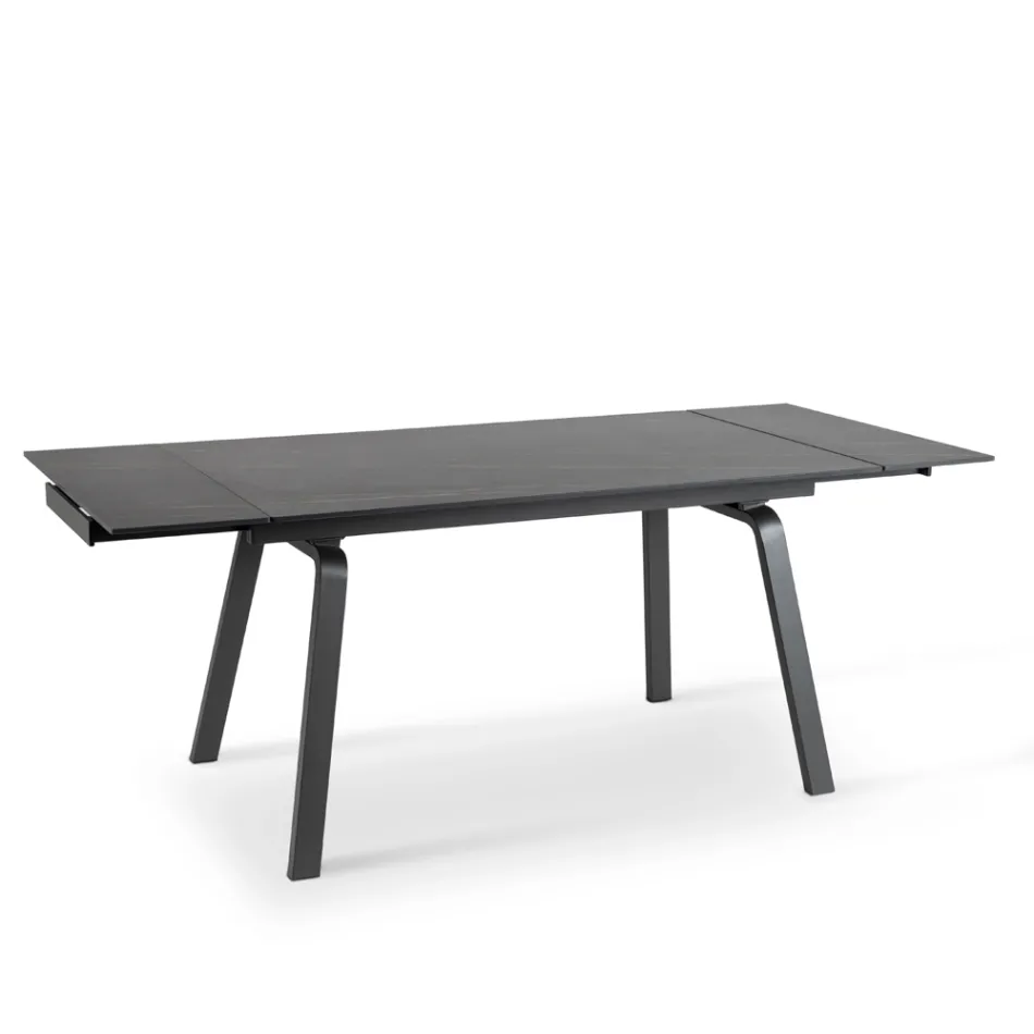 Uitschuifbare tafel tot 200 cm in gesinterde steen met marmereffect - ananas Viadurini