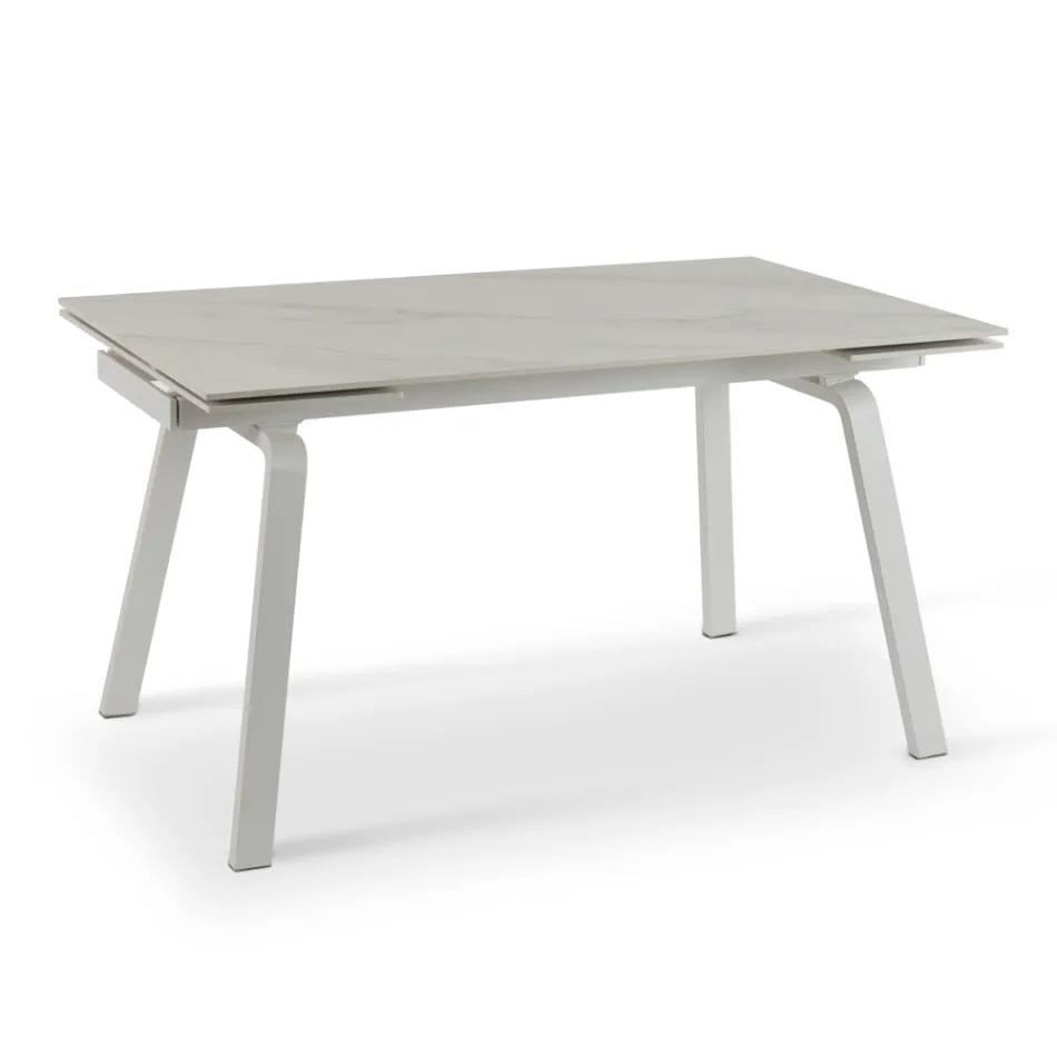 Uitschuifbare tafel tot 200 cm in gesinterde steen met marmereffect - ananas Viadurini