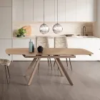 Uitschuifbare tafel tot 210 cm in glas en gelakt metaal - Naxos Viadurini