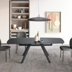 Uitschuifbare tafel tot 210 cm in glas en gelakt metaal - Naxos Viadurini