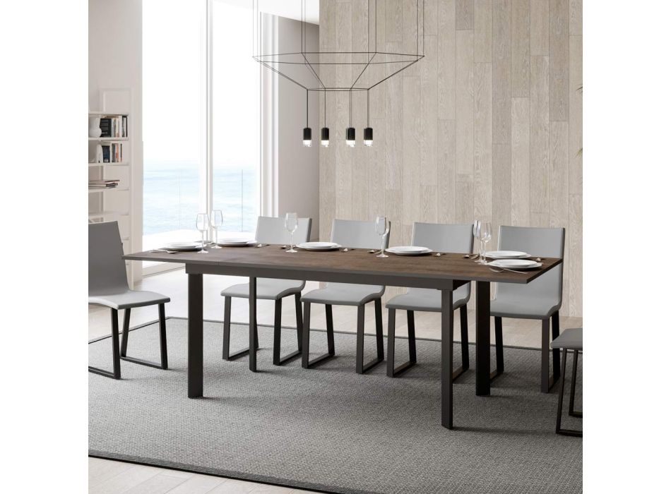 Uitschuifbare tafel tot 220 cm met ijzeren frame en rand Made in Italy - Luna Viadurini