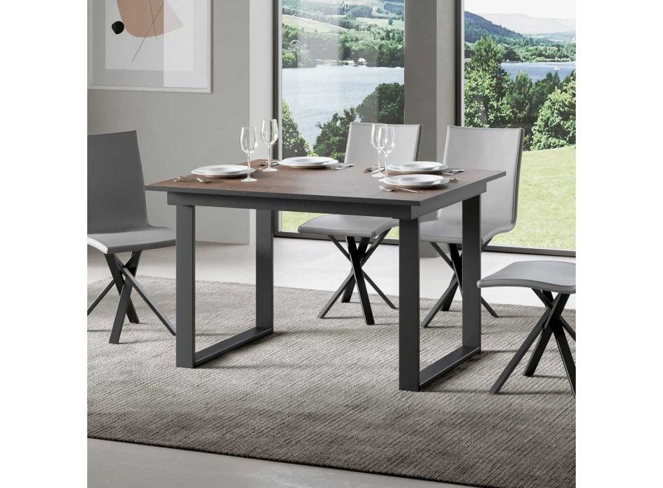 Uitschuifbare tafel tot 220 cm in hout en ijzer Made in Italy - Nuvola Viadurini