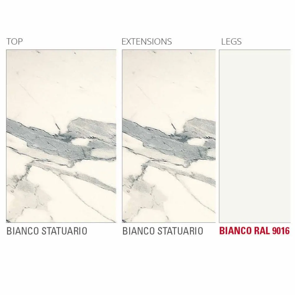 Uitschuifbare tafel tot 238 cm in Laminam en metaal Made in Italy - Remigio Viadurini