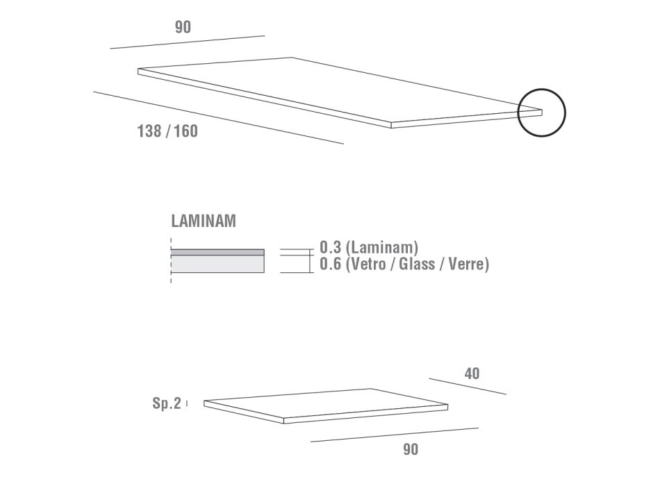 Uitschuifbare tafel tot 240 cm met Laminam blad Made in Italy - Maltees Viadurini