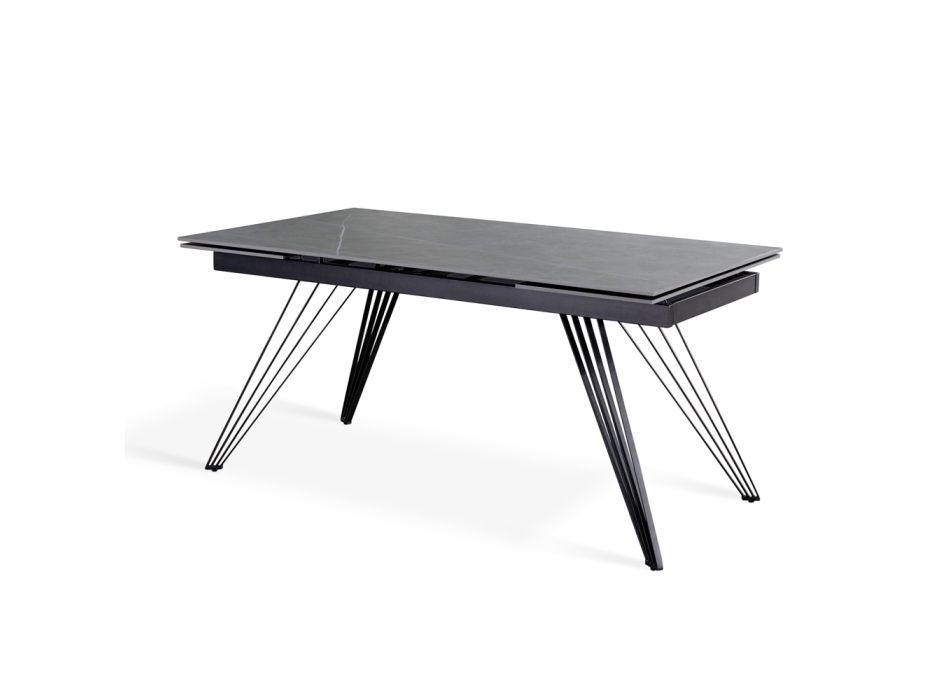 Uitschuifbare tafel tot 240 cm in keramiek en metaal - Boeket Viadurini