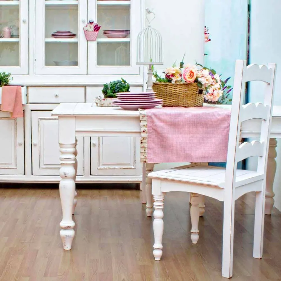 Uitschuifbare tafel tot 240 cm in mangohout en Mdf Homemotion - Tongo Viadurini