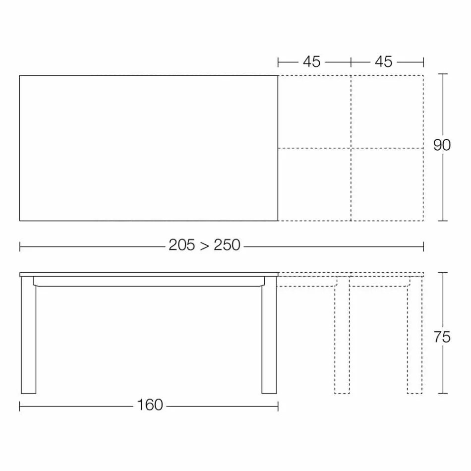 Uitschuifbare tafel tot 250 cm met glazen blad Made in Italy - Pitagora Viadurini