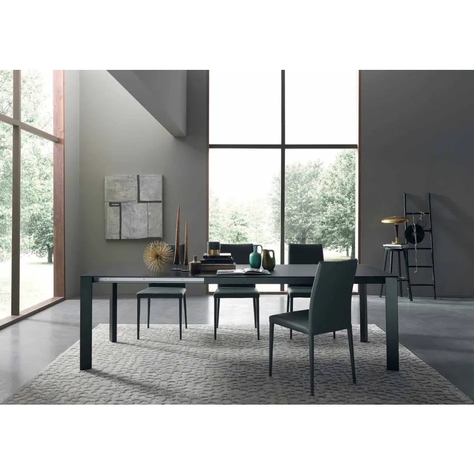 Uitschuifbare tafel tot 250 cm met glazen blad Made in Italy - Pitagora Viadurini