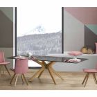 Uitschuifbare tafel tot 260 cm in steengoed, marmer en hout Made in Italy - Malita Viadurini