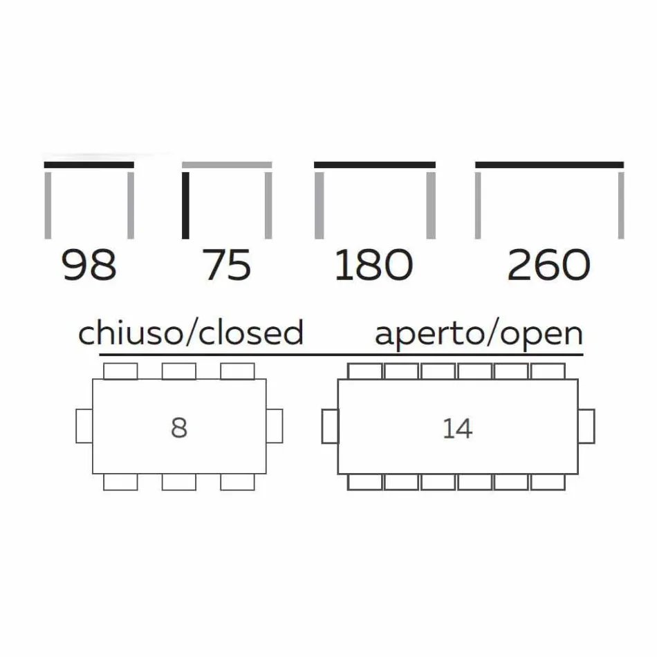 Uitschuifbare tafel tot 260 cm in steengoed, marmer en hout Made in Italy - Malita Viadurini