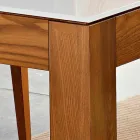 Uitschuifbare tafel tot 270 cm in glas en essenhout Made in Italy - Homer Viadurini