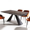 Uitschuifbare tafel tot 280 cm in staal en mat keramisch glas - Viterbo