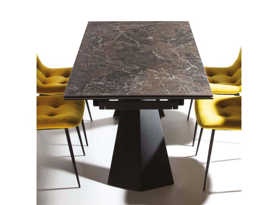 Uitschuifbare tafel tot 280 cm in staal en mat keramisch glas - Viterbo Viadurini