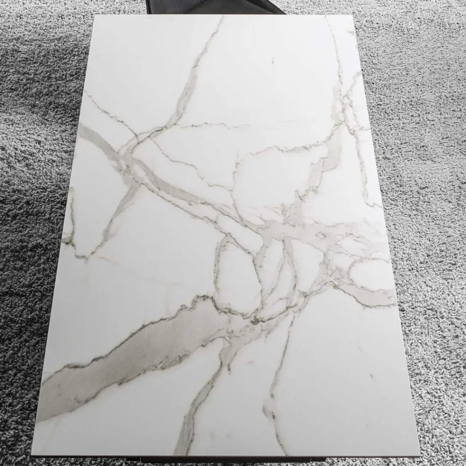 Uitschuifbare tafel tot 280 cm in staal en mat keramisch glas - Viterbo Viadurini