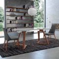 Uitschuifbare tafel van glas en gefineerd hout tot 280 cm - Eugrafo
